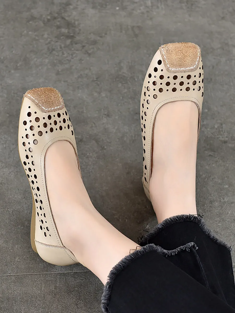 Women Summer Vintage Dot Hollow Out Shoes