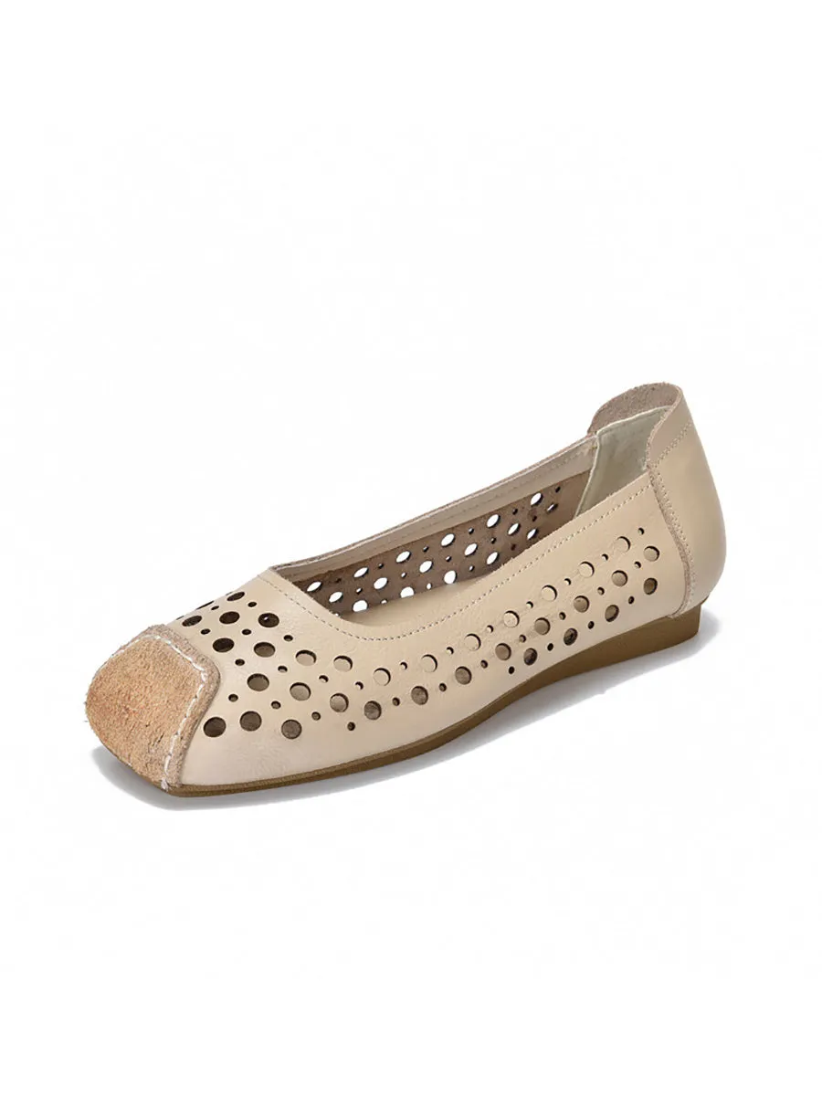 Women Summer Vintage Dot Hollow Out Shoes