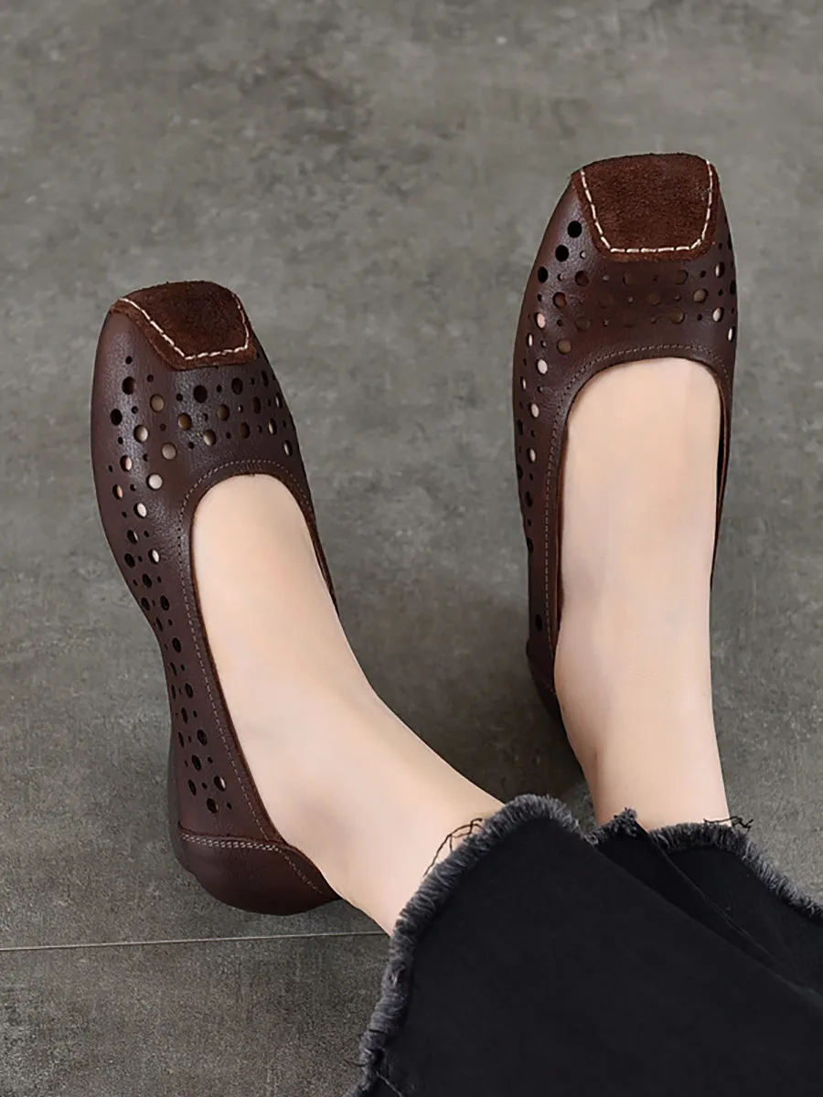 Women Summer Vintage Dot Hollow Out Shoes