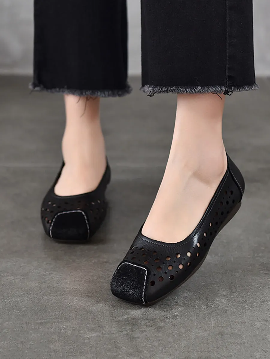 Women Summer Vintage Dot Hollow Out Shoes