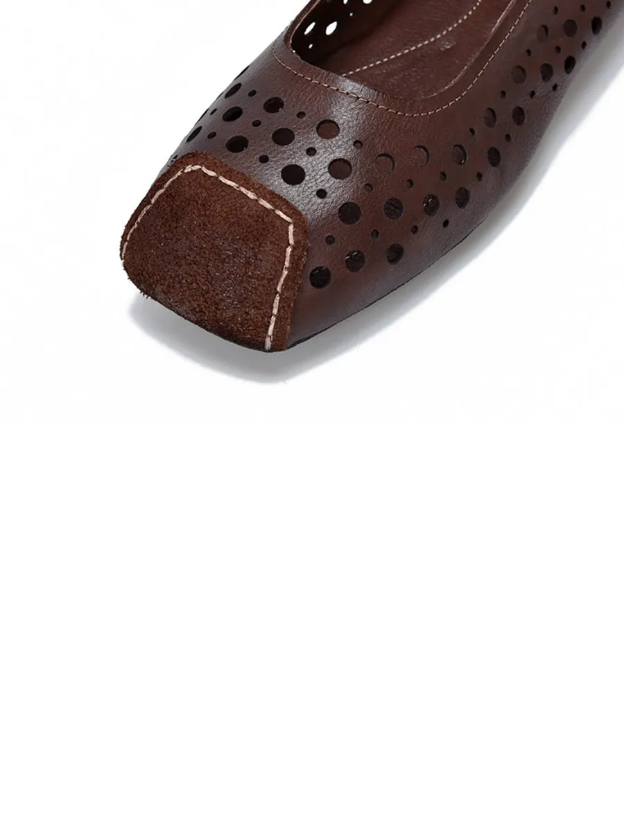 Women Summer Vintage Dot Hollow Out Shoes