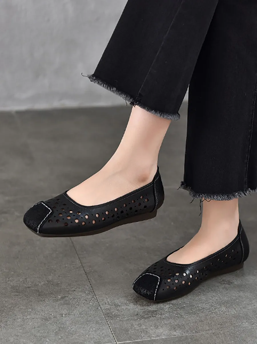 Women Summer Vintage Dot Hollow Out Shoes