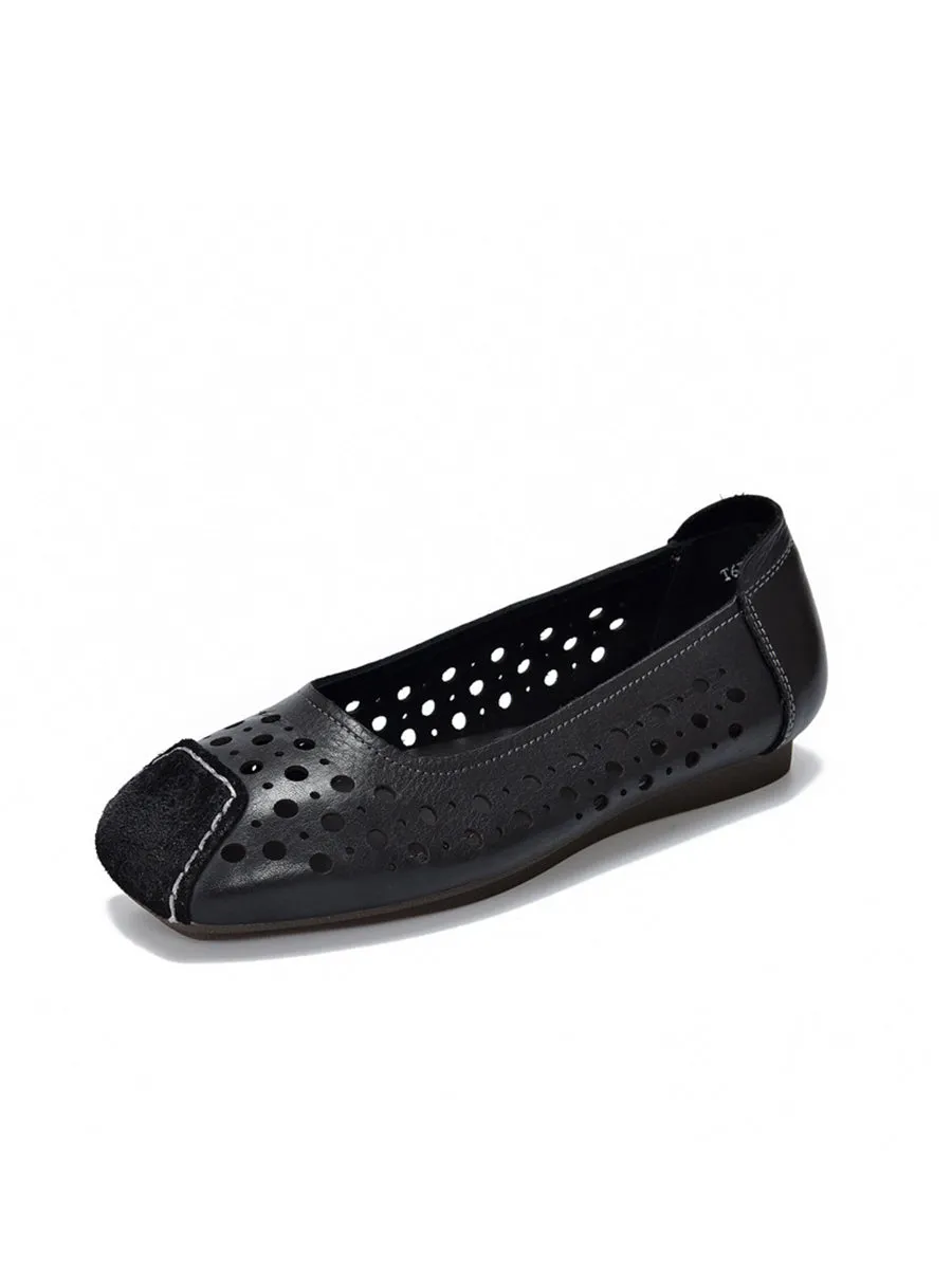 Women Summer Vintage Dot Hollow Out Shoes