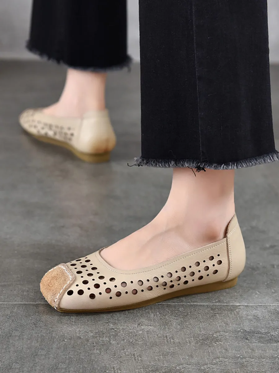 Women Summer Vintage Dot Hollow Out Shoes