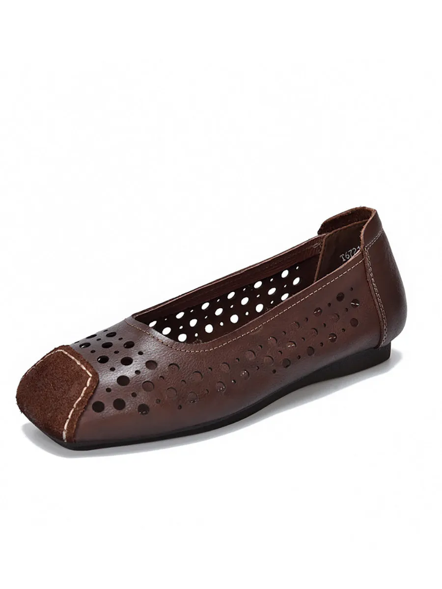 Women Summer Vintage Dot Hollow Out Shoes