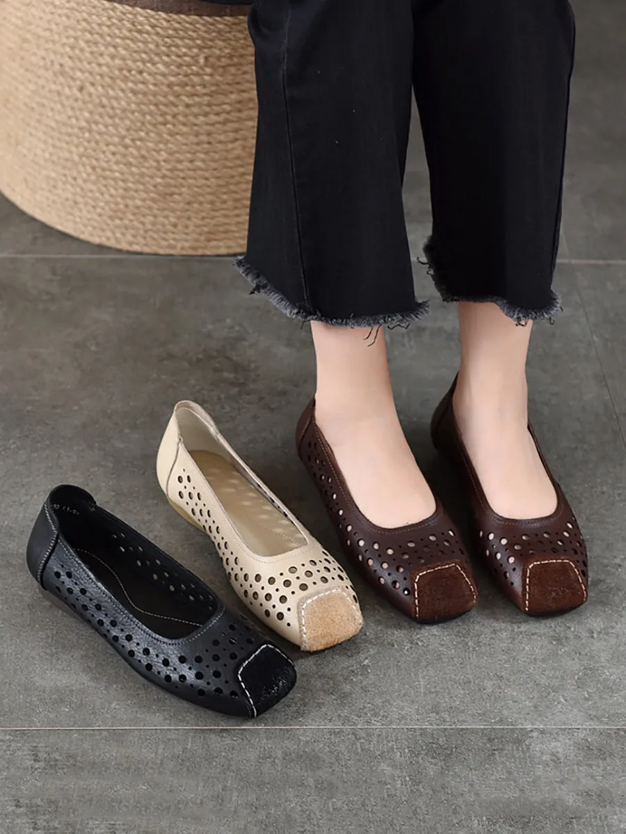 Women Summer Vintage Dot Hollow Out Shoes