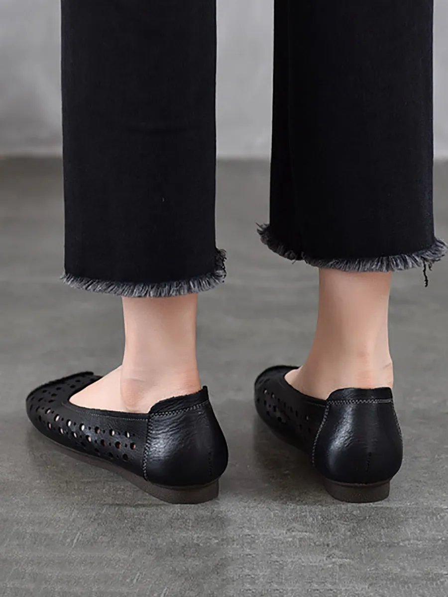 Women Summer Vintage Dot Hollow Out Shoes
