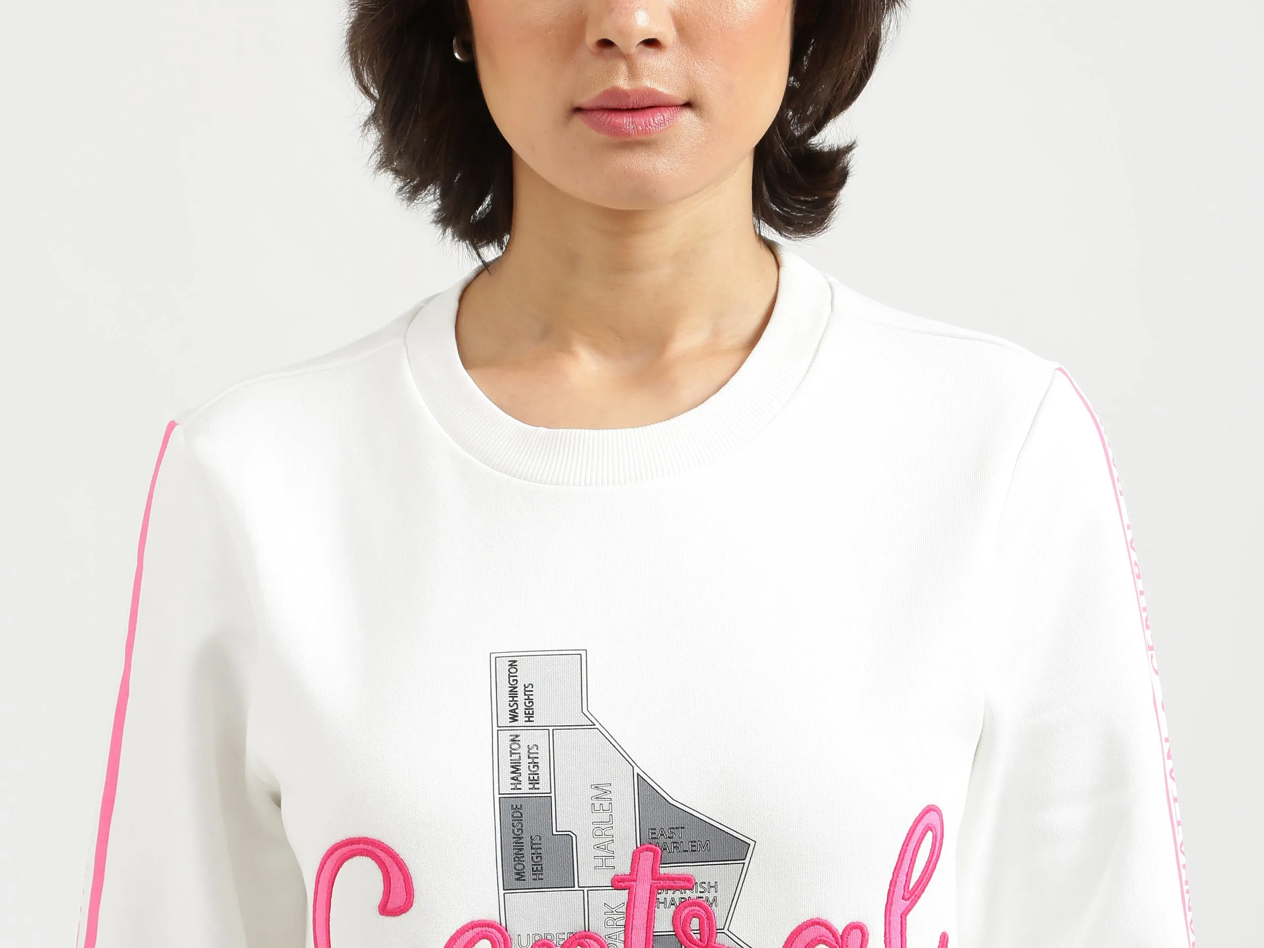 Women White Printed Closed Sweatshirt