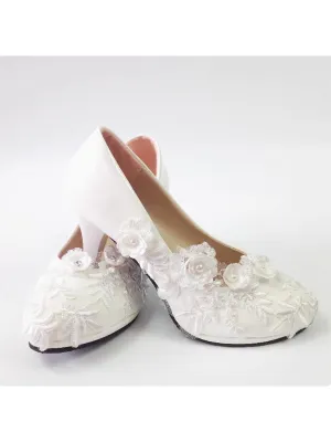 Women's Wedding Shoes Decorative Heel Wedding Heels Bridal Shoes With Beading WS0011